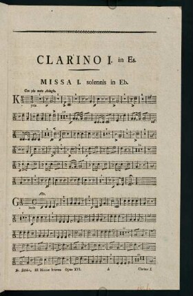 1-3, Clarino I. Missa I. solennis in Eb.