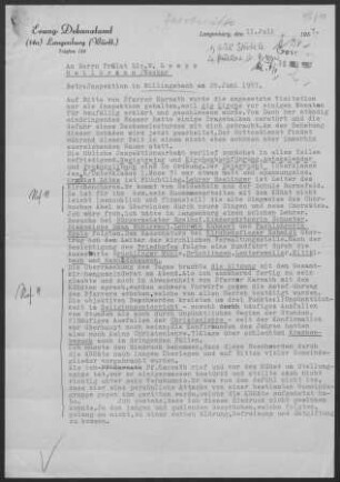 Billingsbach: Inspektionsbericht 1957