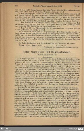 Ueber Augenblicks- und Reihenaufnahmen