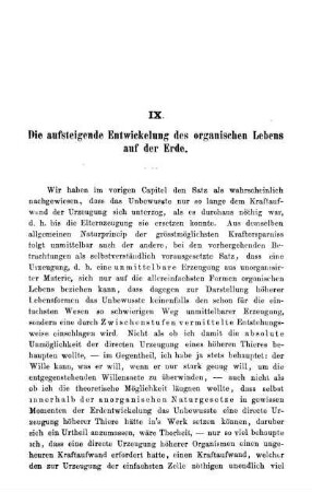 IX. Die aufsteigende Entwickelung des organischen Lebens auf der Erde.