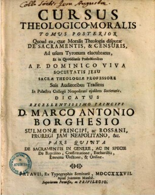 Cursus theologico-moralis, 2