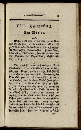 VIII. Hauptstück. Von Mühlen