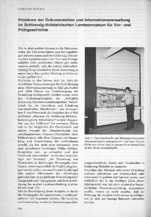 Probleme der Dokumentation und Informationsverwaltung im Schleswig-Holsteinischen Landesmuseum für Vor- und Frühgeschichte