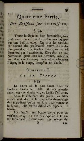 Quatrieme Partie, Des Boissons sur un vaisseau.