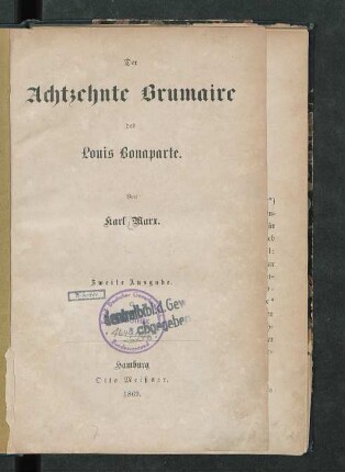 Der achtzehnte Brumaire des Louis Bonaparte