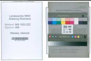 Entnazifizierung Heinrich Wieners , geb. 11.08.1889 (Maler)