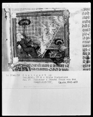Bible Historiale — Jakobs Traum von der Himmelsleiter, Folio 27recto