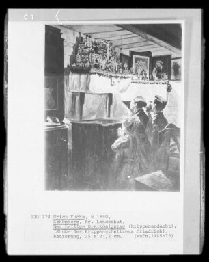 Der heilige Dreikönigstag (Krippenandacht in der Stube des Krippenschnitzers Friedrich; Schömberg, Kreis Landeshut)