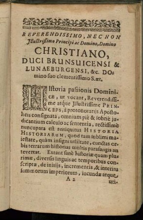 Reverendissimo ... Domino Christiano, Duci Brunsvicensi & Lunaeburgensi ...