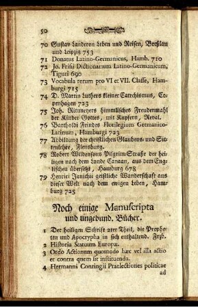 Noch einige Manuscripta und ungebund. Bücher.