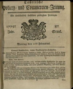 8tes Stueck, Montag den 20ten Februarius 1775