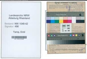 Entnazifizierung Emil Temp , geb. 31.10.1903 (Tierzuechter)