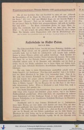 Kaiserbesuche im Kloster Salem.
