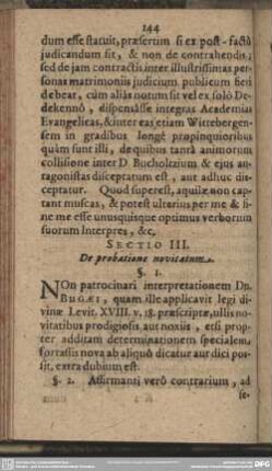 Sectio III. De probatione novitatum