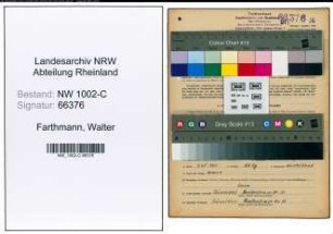 Entnazifizierung Walter Farthmann, geb. 29.07.1891 (Vertreter)
