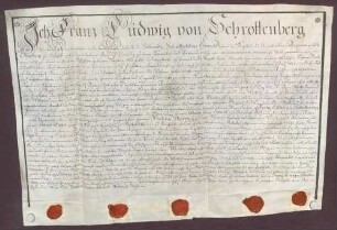 Instrumentum cautionis des für Franz Ludwig von Schottenberg.