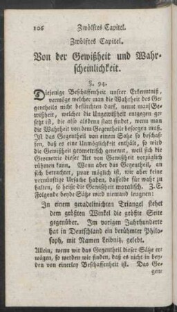 Zwölftes Capitel. Von der Gewißheit und Wahrscheinlichkeit