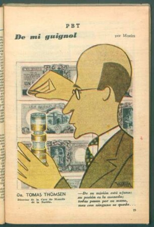 Dn. Thomas Thomsen, director de la Casa de Moneda de la Nación - [Caricatura] : De mi Guignol