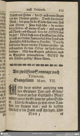 Am zwölfften Sonntage nach Trinitatis. Evangelium Marc. VII