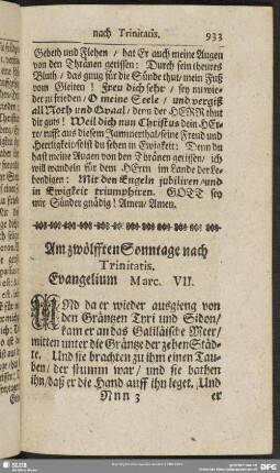 Am zwölfften Sonntage nach Trinitatis. Evangelium Marc. VII