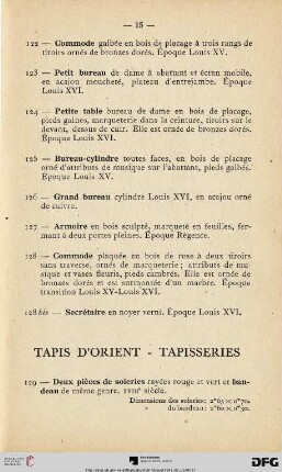 Tapis D'orient-Tapisseries (Nr. 129-135)