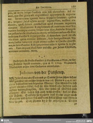 Iudicium von der Pietisterey