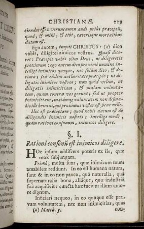 §. I. Rationi consonū est inimicos diligere - §. III. Facile est inimicos diligere