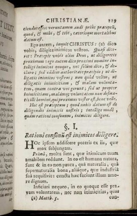 §. I. Rationi consonū est inimicos diligere - §. III. Facile est inimicos diligere