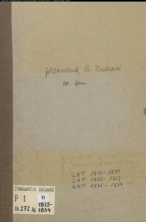 Kirchenbuchduplikat der evangelischen Gemeinde Jöllenbeck, Kreis Bielefeld (GHT 1815-1834). (Gemeinde: Evangelische Gemeinde Jöllenbeck)