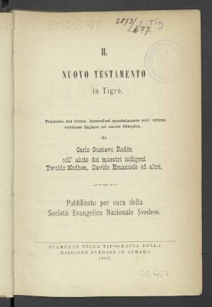 Il Nuovo Testamento in Tigrè