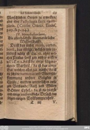 IV. Metaphysica sacra, Die allerhöchste übernatürliche Wissenschafft.
