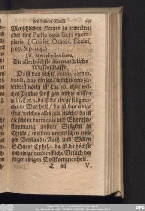 IV. Metaphysica sacra, Die allerhöchste übernatürliche Wissenschafft.