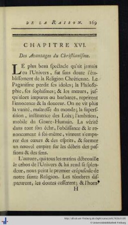Chap. XVI. Des Avantages du Christianisme.