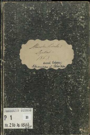 Kirchenbuchduplikat der evangelisch-lutherischen Münstergemeinde Herford, Kreis Herford (GHT 1863) (Gemeinde: Evangelische Münster-Gemeinde Herford)