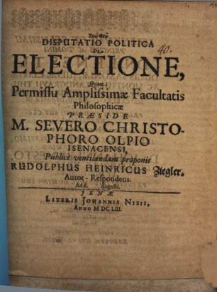 Disp. polit. de electione