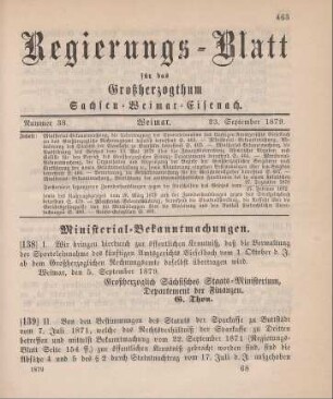 139. Ministerial-Bekanntmachung, die Abänderung des Statuts der Sparkasse zu Buttstädt betreffend