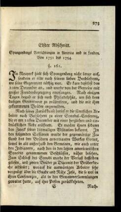 Elfter Abschnitt. Spangenbergs Verrichtungen in America und in London. Von 1751 bis 1754. §. 161. - §. 174.