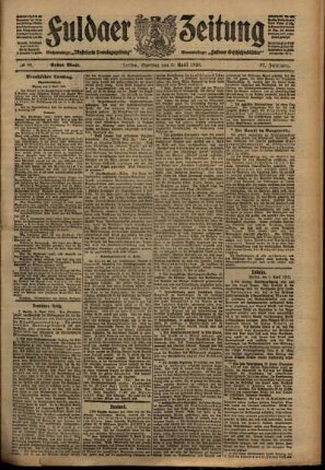 Erste Ausgabe vom Samstag, den 09. April 1910.