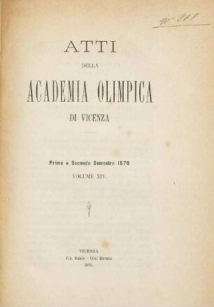 Atti dell'Accademia Olimpica di Vicenza. 14. 1879