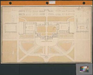 Grundriss von Schloss Hohenheim, Erdgeschoss und Garten