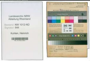 Entnazifizierung Heinrich Kuhlen , geb. 21.08.1899 (Landwirt)