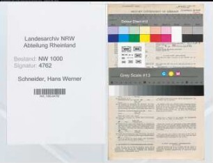 Entnazifizierung Hans Werner Schneider, geb. 03.10.1921 (Finanzinspektor)