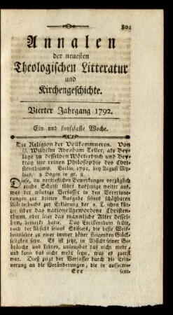 Ein und funfzigste Woche