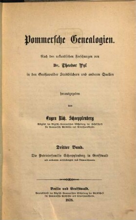Pommersche Genealogien : nach urkundlichen Quellen und den Sammlungen von A. Balthasar, J. A. Dinnies und C. Gesterding. 3
