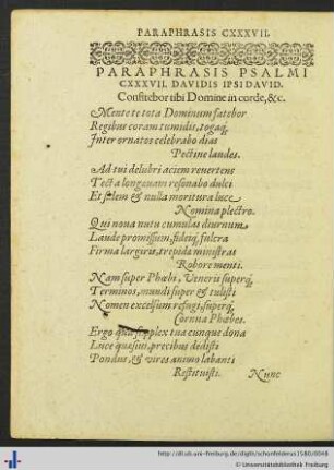 Paraphrasis Psalmi CXXXVII. Davidis.