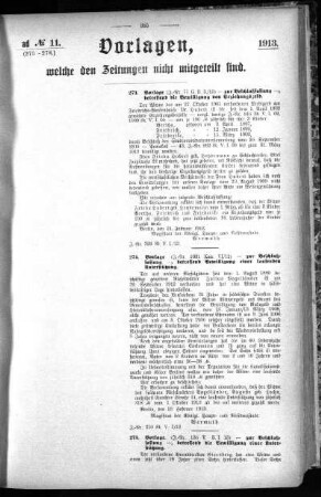 Anlage: ad No.11 (273-278), Vorlagen, welche den Zeitungen nicht mitgeteilt sind