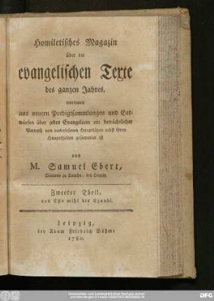 Zweeter Theil: Von Estomihi bis Exaudi