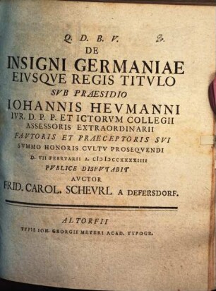 De insigni Germaniae, eiusque regis titulo