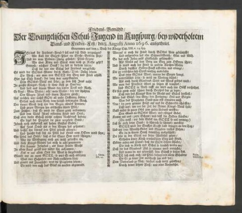 Friedens-Gemähld ... Anno 1696. ausgetheilet ...