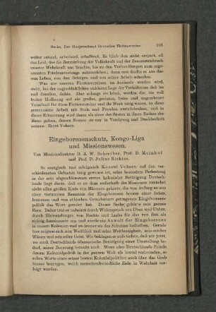 Eingeborenenschutz, Kongo-Liga und Missionswesen.